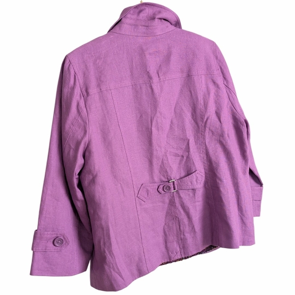 Studio Works Rich Lavender Linen Blazer, Size Petite Large - Picture 4 of 6